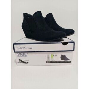 Croft & Barrow Navy Blue Ankle Boots Fayx Suede Women's Sz 8.5